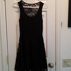 Black lace mini-dress